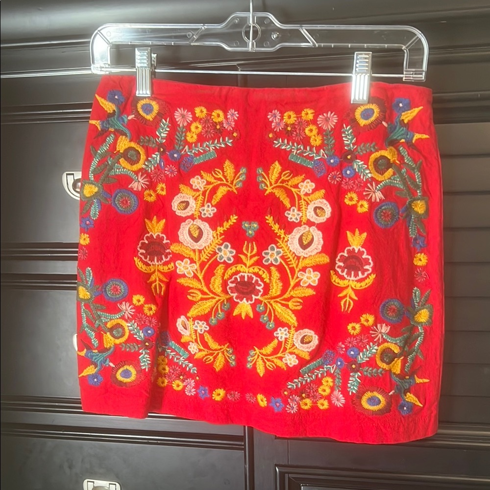 Embroidered Red Skirt